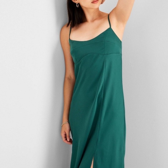A New Day - Emerald Green Satin-like Dress Size M - Picture 12 of 14